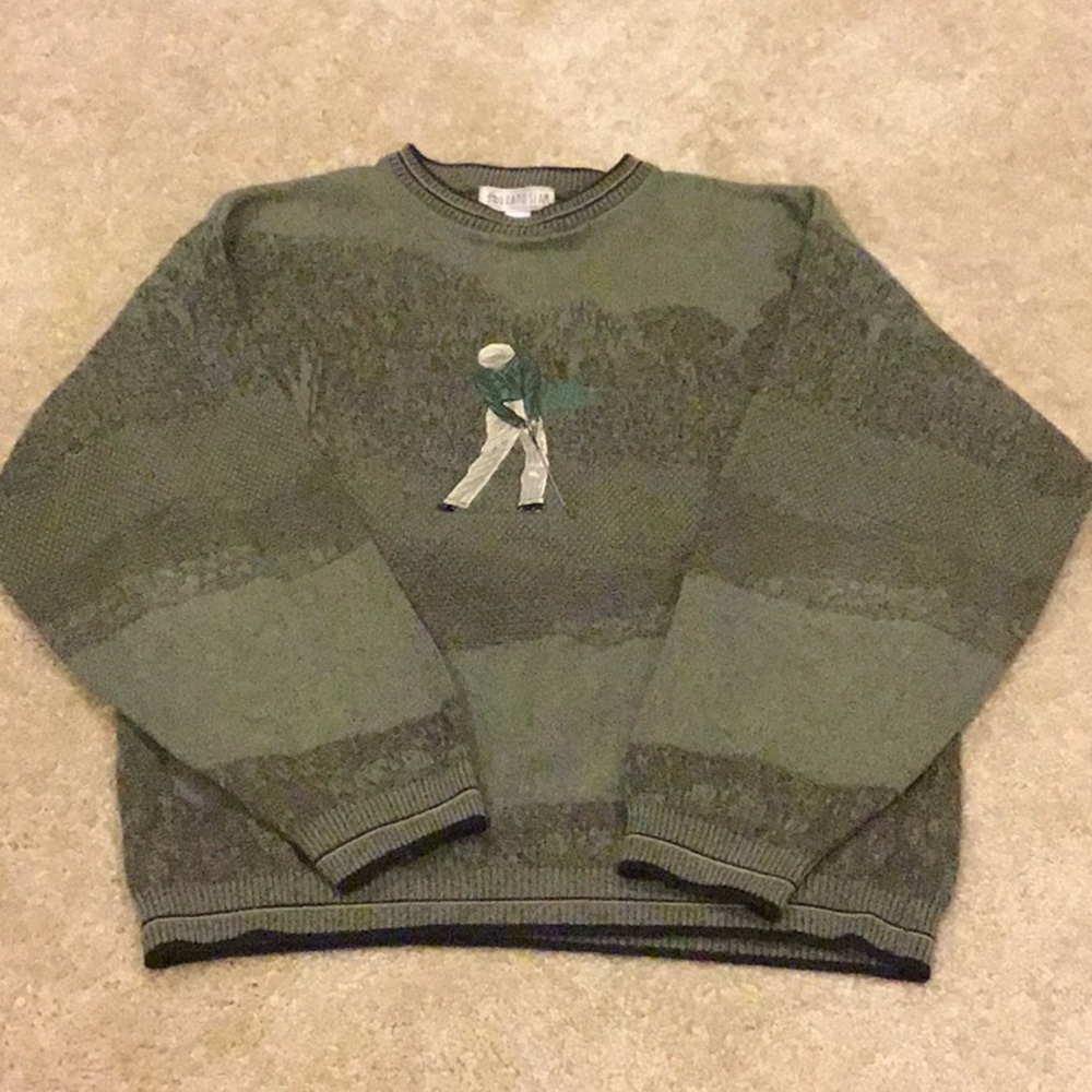 Men’s Embroidered Golfer Sweater Green Size L
